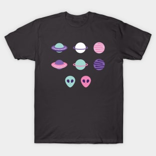 UFO & Planets Patterns T-Shirt